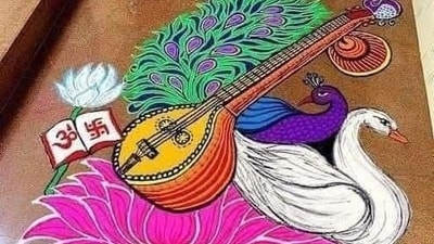 Basant Panchami, marking the arrival of spring, is a day dedicated to Saraswati—the Hindu deity of wisdom, learning and the arts. One of the most beautiful ways to celebrate this auspicious occasion is by decorating your home with vibrant rangoli designs. From intricate Veena patterns to floral motifs, here are some inspiring rangoli ideas for Basant Panchami 2025. (Image by Pinterest) Basant Panchami, marking the arrival of spring, is a day dedicated to Saraswati—the Hindu deity of wisdom, learning and the arts. One of the most beautiful ways to celebrate this auspicious occasion is by decorating your home with vibrant rangoli designs. From intricate Veena patterns to floral motifs, here are some inspiring rangoli ideas for Basant Panchami 2025. (Image by Pinterest)