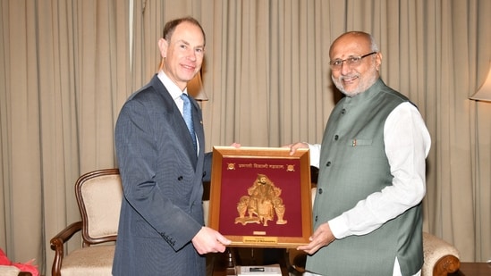 The Duke of Edinburgh, Prince Edward, met the Governor of Maharashtra and Chancellor of state universities, C.P. Radhakrishnan, at Raj Bhavan in Mumbai on Sunday.