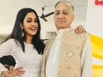 Actor Shubhangi Atre with her father Actor Shubhangi Atre with her father