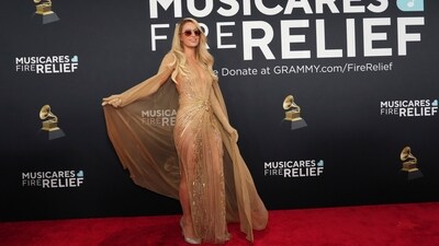 Paris Hilton arrives at the 67th annual Grammy Awards on Sunday. (Jordan Strauss/Invision/AP) Paris Hilton arrives at the 67th annual Grammy Awards on Sunday. (Jordan Strauss/Invision/AP)