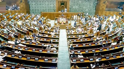 Opposition MPs stage a protest in the Lok Sabha during the Budget session of Parliament, in New Delhi, Monday, (PTI) Opposition MPs stage a protest in the Lok Sabha during the Budget session of Parliament, in New Delhi, Monday, (PTI)