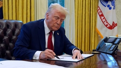 US President Donald Trump signs executive orders in the Oval Office at the White House, Thursday, Jan. 30, 2025, in Washington. (AP) US President Donald Trump signs executive orders in the Oval Office at the White House, Thursday, Jan. 30, 2025, in Washington. (AP)