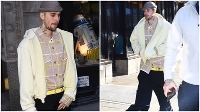 Justin Bieber wore extreme low-waist pants during an outing in NYC. Justin Bieber wore extreme low-waist pants during an outing in NYC.