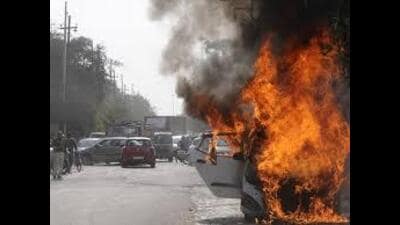Locals attempted to douse the fire, but it continued to spread. Firefighters were called to the scene. After nearly half an hour of effort, the blaze was brought under control. (HT File photo for representation)