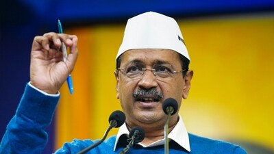 Delhi election: AAP convener Arvind Kejriwal addresses a public meeting in support of AAP candidate Jai Bhagwan Upkar at Bawana Assembly Constituency, in Delhi, Saturday on February 1. (PTI) Delhi election: AAP convener Arvind Kejriwal addresses a public meeting in support of AAP candidate Jai Bhagwan Upkar at Bawana Assembly Constituency, in Delhi, Saturday on February 1. (PTI)