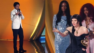 Celebrities at the 67th Annual Grammy Awards, including Trevor Noah and Lady Gaga, voiced criticism of Trump’s administration. ( (AP Photo/Chris Pizzello), REUTERS/Mario Anzuoni) Celebrities at the 67th Annual Grammy Awards, including Trevor Noah and Lady Gaga, voiced criticism of Trump’s administration. ( (AP Photo/Chris Pizzello), REUTERS/Mario Anzuoni)