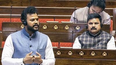 Union civil aviation minister Rammohan Naidu speaks in the Rajya Sabha on Monday. (Sansad Tv) Union civil aviation minister Rammohan Naidu speaks in the Rajya Sabha on Monday. (Sansad Tv)