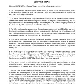 The joint press release which won't be signed now due to FIDE's latest statement.