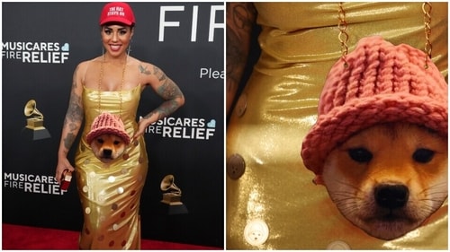 Joy Villa poses on the Grammys red carpet. Joy Villa poses on the Grammys red carpet.