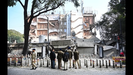 The four-storey building had collapsed on January 6 after cracks appeared in three load-bearing pillars during ongoing renovation work. (HT File Photo)