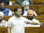 Lok Sabha LoP Rahul Gandhi speaks during the Budget Session.