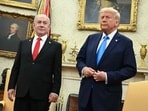 US President Donald Trump (C) and Vice President JD Vance (R) meet with Israel's Prime Minister Benjamin Netanyahu in the Oval Office of the White House in Washington, DC, on February 4, 2025. US President Donald Trump (C) and Vice President JD Vance (R) meet with Israel's Prime Minister Benjamin Netanyahu in the Oval Office of the White House in Washington, DC, on February 4, 2025.