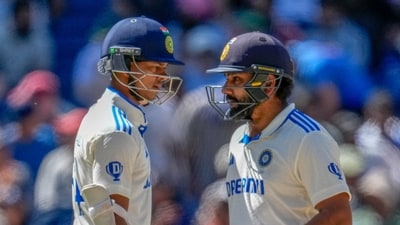 India's captain Rohit Sharma, right, and India's Yashasvi Jaiswal during play on the last day of the fourth cricket test between Australia and India at the Melbourne Cricket Ground (AP) India's captain Rohit Sharma, right, and India's Yashasvi Jaiswal during play on the last day of the fourth cricket test between Australia and India at the Melbourne Cricket Ground (AP)