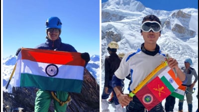 Cadet Jahan Kukkal and Padam Namgail from 2 Chandigarh Battalion NCC will be scaling Mount Everest, the world’s highest peak. (HT Photos)