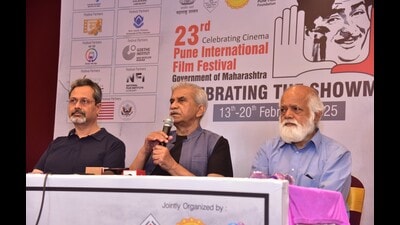 Chairman of the film selection committee Samar Nakhate, member of the film selection committee Abhijeet Ranadive, deputy director Vishal Shinde (programme and film), deputy director Aditi Akkalkotkar (international communication and coordination) were also present on the occasion. (HT PHOTO) Chairman of the film selection committee Samar Nakhate, member of the film selection committee Abhijeet Ranadive, deputy director Vishal Shinde (programme and film), deputy director Aditi Akkalkotkar (international communication and coordination) were also present on the occasion. (HT PHOTO)