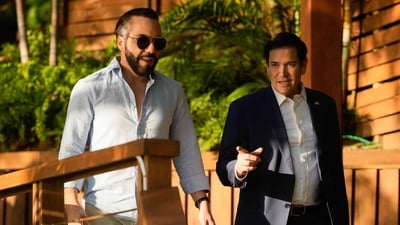 US Secretary of State Marco Rubio (R) meets with El Salvador's President Nayib Bukele at his residence at Lake Coatepeque in El Congo municipality, El Salvador, on February 3, 2025. (Photo by Mark Schiefelbein / POOL AP / AFP) (AFP) US Secretary of State Marco Rubio (R) meets with El Salvador's President Nayib Bukele at his residence at Lake Coatepeque in El Congo municipality, El Salvador, on February 3, 2025. (Photo by Mark Schiefelbein / POOL AP / AFP) (AFP)