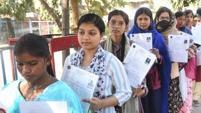 The board had asked candidates to reach the venue one hour before the start of the examination to avoid crowding. (Santosh Kumar) The board had asked candidates to reach the venue one hour before the start of the examination to avoid crowding. (Santosh Kumar)