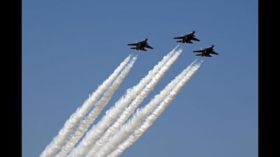 Indian Air Force Sukhoi fighter jets fly during the Republic Day parade in New Delhi, India, on Sunday, Jan. 26, 2025. Indonesia and India will step up their economic and defense cooperation as the South Asian nation seeks to position itself as a counterbalance to China in the region. Photographer: Prakash Singh/Bloomberg (Bloomberg) Indian Air Force Sukhoi fighter jets fly during the Republic Day parade in New Delhi, India, on Sunday, Jan. 26, 2025. Indonesia and India will step up their economic and defense cooperation as the South Asian nation seeks to position itself as a counterbalance to China in the region. Photographer: Prakash Singh/Bloomberg (Bloomberg)
