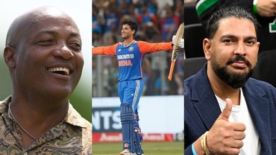 Abhishek Sharma (middle) owes it big time to Brian Lara (L) and Yuvraj Singh (Getty Images)