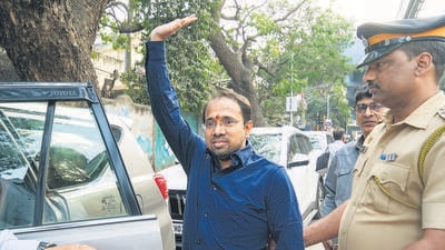 Mumbai, India. Feb 04, 2025: Suraj Chavan, an aide to Shiv Sena (UBT) leader Aaditya Thackeray released from Arthur Road jail. Chavan was arrested by the Enforcement Directorate (ED) in connection with a money laundering case tied to the Mumbai civic body's COVID-19 food distribution contracts. Mumbai, India. Feb 04, 2025. (Photo by Raju Shinde/HT Photo) (Hindustan Times) Mumbai, India. Feb 04, 2025: Suraj Chavan, an aide to Shiv Sena (UBT) leader Aaditya Thackeray released from Arthur Road jail. Chavan was arrested by the Enforcement Directorate (ED) in connection with a money laundering case tied to the Mumbai civic body's COVID-19 food distribution contracts. Mumbai, India. Feb 04, 2025. (Photo by Raju Shinde/HT Photo) (Hindustan Times)