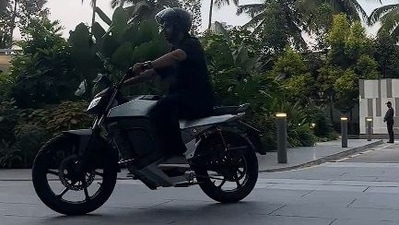 Bhavish Aggarwal, CEO of Ola Electric riding the Roadster electric motorcycle. Bhavish Aggarwal, CEO of Ola Electric riding the Roadster electric motorcycle.