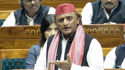 Samajwadi Party (SP) MP Akhilesh Yadav speaks in Lok Sabha during the Budget Session of the Parliament. (Sansad TV) Samajwadi Party (SP) MP Akhilesh Yadav speaks in Lok Sabha during the Budget Session of the Parliament. (Sansad TV)