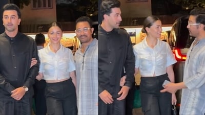 Ranbir Kapoor, Alia Bhatt, and Aamir Loveyapa screening. Ranbir Kapoor, Alia Bhatt, and Aamir Loveyapa screening.