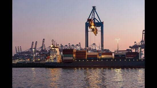 A container ship at the HHLA Container Terminal Burchardkai (CTB) at the Port of Hamburg in Hamburg, Germany, on Monday, Feb. 3, 2025. EU leaders are scrambling to avoid a trade war with the US, following Donald Trump’s threats to hit the bloc with tariffs. Photographer: Maria Feck/Bloomberg (Bloomberg)
