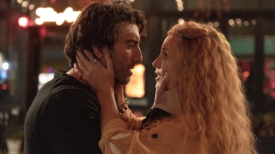 This image released by Sony Pictures shows Justin Baldoni, left, and Blake Lively in a scene from "It Ends With Us." (Nicole Rivelli/Sony Pictures via AP) (AP)