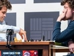 Magnus Carlsen in action against Hans Niemann.