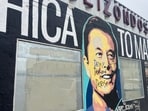 Elon Musk's mural vandalised Elon Musk's mural vandalised