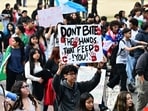 A person holds a sign as hundreds of high school students participate in a protest entitled "A Day Without Immigrants" through downtown Los Angeles on February 4, 2025, against stepped up federal enforcement against illegal immigration. A person holds a sign as hundreds of high school students participate in a protest entitled "A Day Without Immigrants" through downtown Los Angeles on February 4, 2025, against stepped up federal enforcement against illegal immigration.