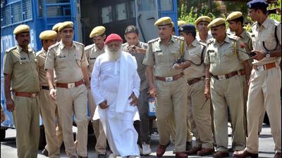 A lower court had sentenced Asaram to life imprisonment in April 2018 for raping a minor at his ashram in Jodhpur in 2013. On January 14, the Rajasthan High Court granted interim bail to him until March 31 (HT Photo) A lower court had sentenced Asaram to life imprisonment in April 2018 for raping a minor at his ashram in Jodhpur in 2013. On January 14, the Rajasthan High Court granted interim bail to him until March 31 (HT Photo)