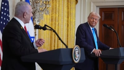 Donald Trump's remarks drew swift opposition and were certain to roil the ceasefire talks between Hamas and Israel. (AP)