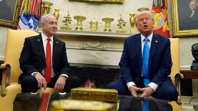 President Donald Trump meets with Israel's Prime Minister Benjamin Netanyahu in the Oval Office of the White House, Tuesday. (AP) President Donald Trump meets with Israel's Prime Minister Benjamin Netanyahu in the Oval Office of the White House, Tuesday. (AP)