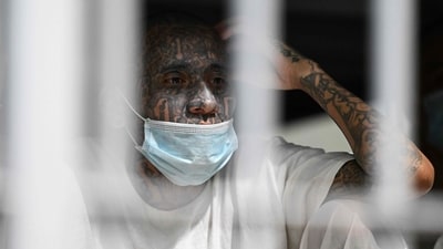 Inmates remain in a cell at the Counter-Terrorism Confinement Centre (CECOT) mega-prison, where hundreds of members of the MS-13 and 18 Street gangs are being held, in Tecoluca, El Salvador on January 27, 2025.&nbsp; (AFP)