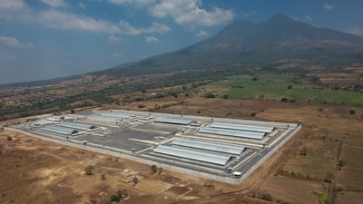 The Terrorism Confinement Center, or CECOT, stands in Tecoluca, El Salvador, March 5, 2023. (AP Photo/Salvador Melendez, File) (AP)