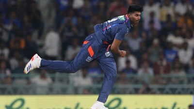Lucknow Super Giants Mayank Yadav bowls a delivery during the Indian Premier League cricket match between Gujarat Titans and Lucknow Super Giants. (AP) Lucknow Super Giants Mayank Yadav bowls a delivery during the Indian Premier League cricket match between Gujarat Titans and Lucknow Super Giants. (AP)