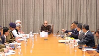 J&K Lt Guv Manoj Sinha, Union home secretary Govind Mohan and senior officials of MHA attended the meeting. (HT photo | Sourced) J&K Lt Guv Manoj Sinha, Union home secretary Govind Mohan and senior officials of MHA attended the meeting. (HT photo | Sourced)