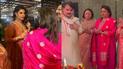Priyanka Chopra and Madhu Chopra at Mata Ki Chowki Priyanka Chopra and Madhu Chopra at Mata Ki Chowki