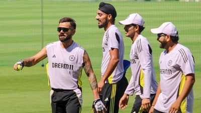 India's Virat Kohli, Arshdeep Singh, Shubman Gill, and Rohit Sharma during a training session. (PTI) India's Virat Kohli, Arshdeep Singh, Shubman Gill, and Rohit Sharma during a training session. (PTI)