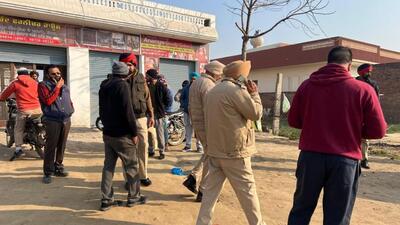 Police investigating the shooting that took place between two neighbours at Bhai Rupa village under Rampura Phul sub division of Bathinda district on Tuesday night. (Sanjeev Kumar/HT)