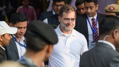Congress leader Rahul Gandhi leaves after casting his vote at a polling station during the Delhi legislative assembly election. (Photo by Raj K Raj/ Hindustan Times) Congress leader Rahul Gandhi leaves after casting his vote at a polling station during the Delhi legislative assembly election. (Photo by Raj K Raj/ Hindustan Times)