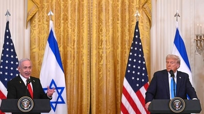 US President Donald Trump (R) and Israel's Prime Minister Benjamin Netanyahu hold a press conference in the East Room of the White House in Washington, DC, on February 4, 2025. (AFP) US President Donald Trump (R) and Israel's Prime Minister Benjamin Netanyahu hold a press conference in the East Room of the White House in Washington, DC, on February 4, 2025. (AFP)