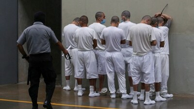 Inmates wait to be attended by health personnel, during a tour in the "Terrorism Confinement Center" (CECOT) complex, which according to El Salvador's President, Nayib Bukele, is designed to hold 40,000 inmates, in Tecoluca, El Salvador October 12, 2023. REUTERS/Jose Cabezas/File Photo (REUTERS)