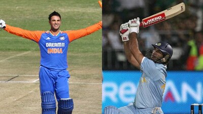 Abhishek Sharma has often credited Yuvraj Singh for support in his journey. (BCCI/ICC) Abhishek Sharma has often credited Yuvraj Singh for support in his journey. (BCCI/ICC)