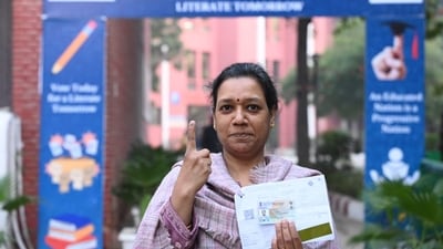 Alice Vaz, Chief Electoral Officer of Delhi, cast her vote at Tilak Marg in New Delhi on Wednesday during the 2025 Assembly elections. (HT Photo/Arvind Yadav) Alice Vaz, Chief Electoral Officer of Delhi, cast her vote at Tilak Marg in New Delhi on Wednesday during the 2025 Assembly elections. (HT Photo/Arvind Yadav)
