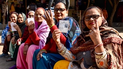 The voter turnout percentage, as per EC data, stood 57.7 per cent at 5 pm. (ANI)