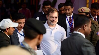 Congress MP and Leader of the Opposition Rahul Gandhi cast his vote at Nirman Bhawan in New Delhi during the Delhi Assembly elections. (HT Photo/Raj K Raj) Congress MP and Leader of the Opposition Rahul Gandhi cast his vote at Nirman Bhawan in New Delhi during the Delhi Assembly elections. (HT Photo/Raj K Raj)