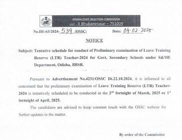 The tentative schedule of preliminary examination of Leave Training Reserve (LTR) Teacher 2024. The tentative schedule of preliminary examination of Leave Training Reserve (LTR) Teacher 2024.